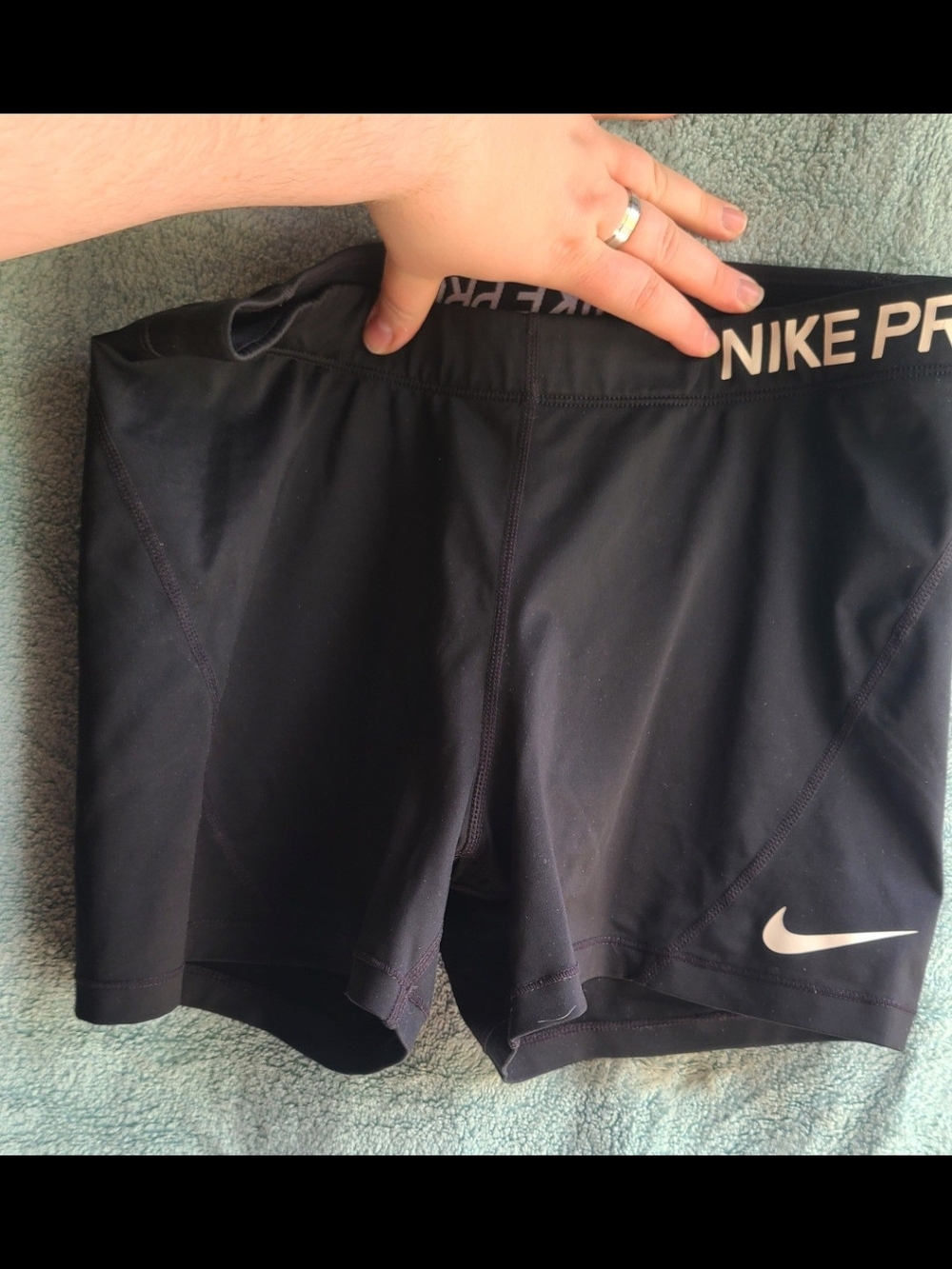 Nike Pro Black Athletic Compression Shorts with White Swoosh